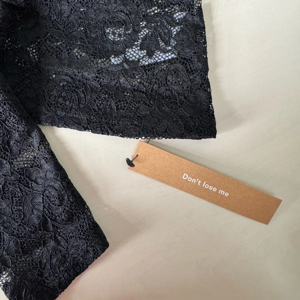 NEW with tags, Reformation Adriano Lace Knit Top – Black